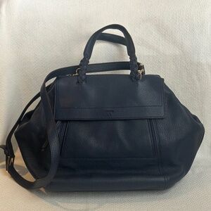 Tory Burch Large Half Moon Satchel in Navy Blue